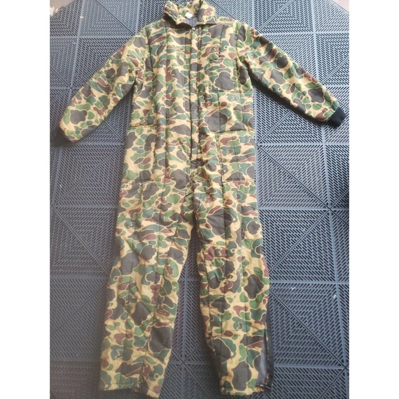 Vintage Duck Hunting Camo Coveralls Overalls Insulated Made In USA large - Picture 2 of 5